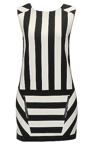 maje- black and white striped dress