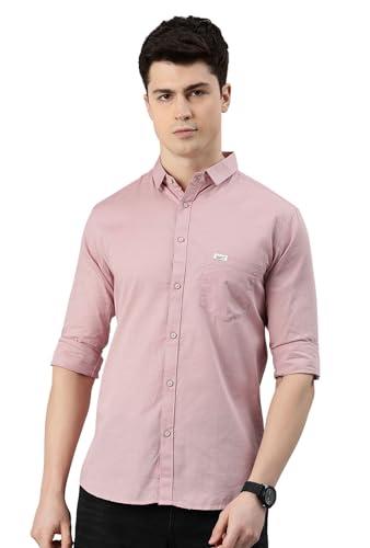 majestic man comfort slim fit solid cotton casual shirt (xxxx-large, dusty pink)