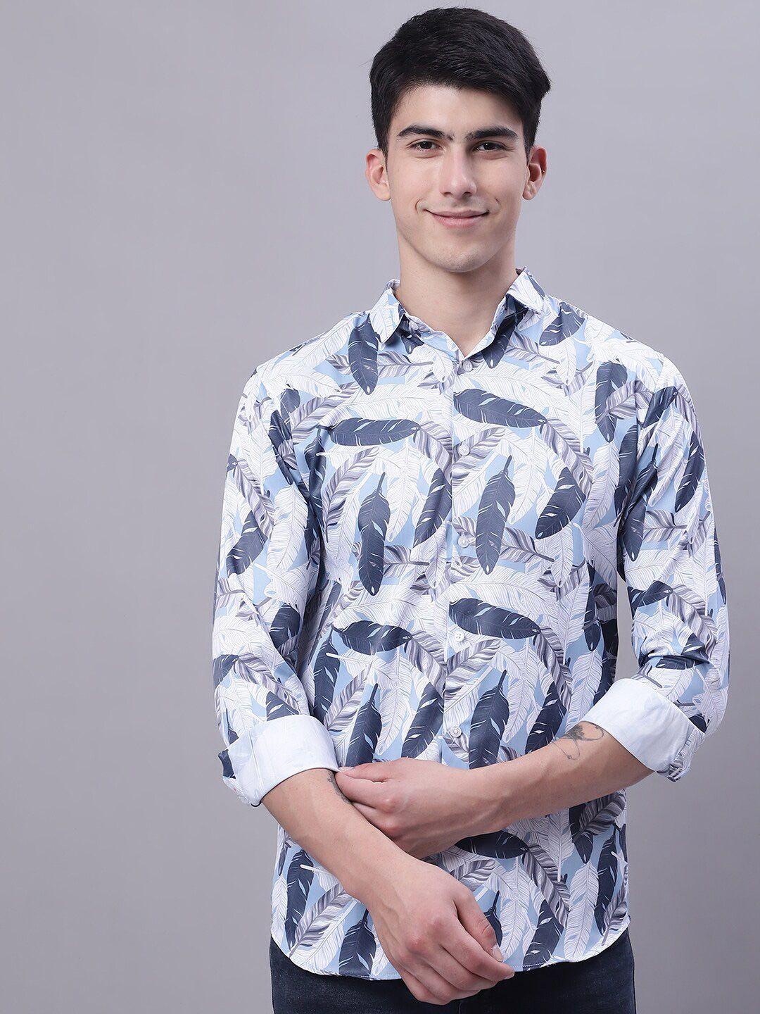 majestic man conversational printed classic slim fit opaque cotton casual shirt