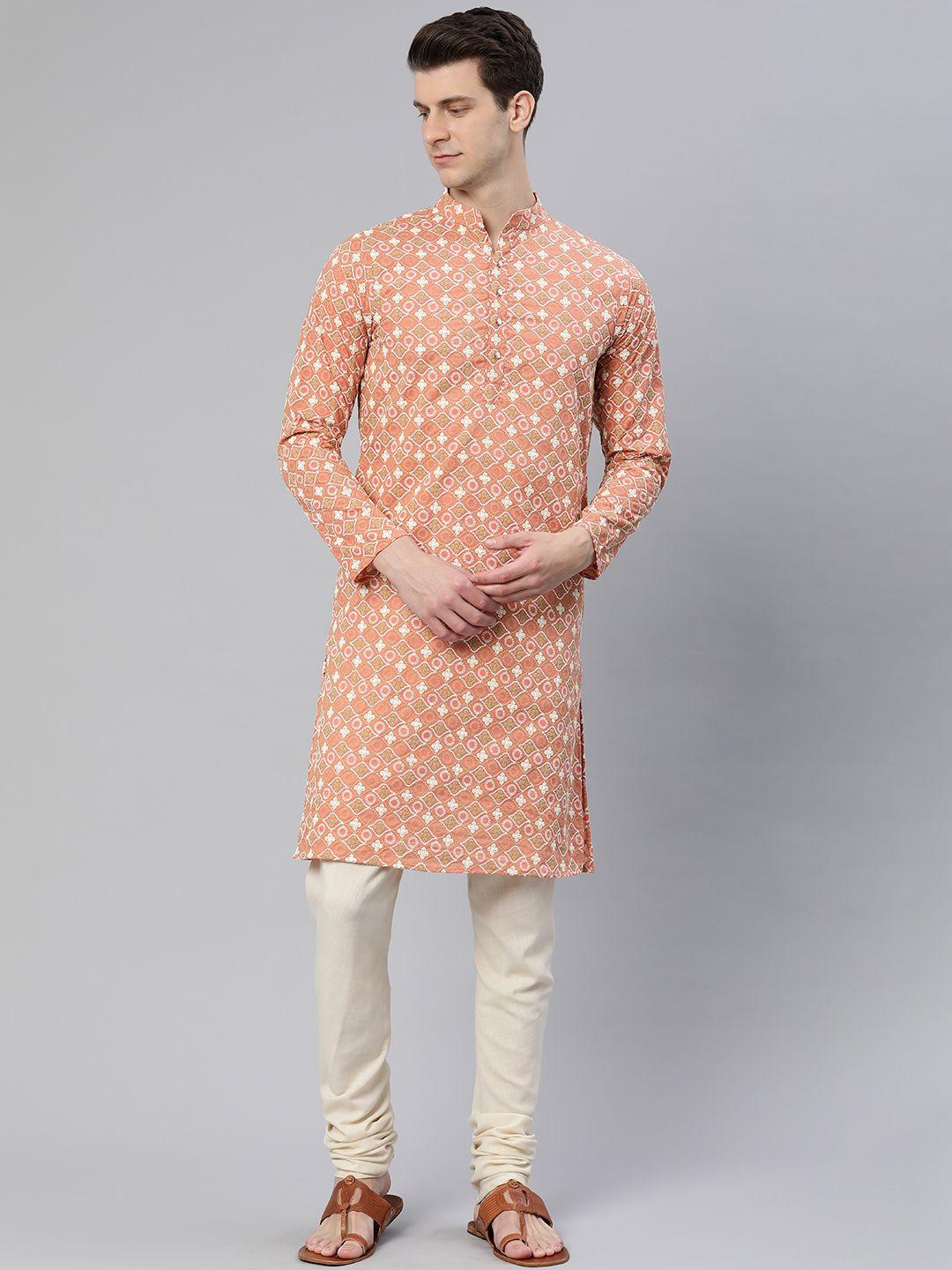 majestic man ethnic motifs embroidered chikankari kurta