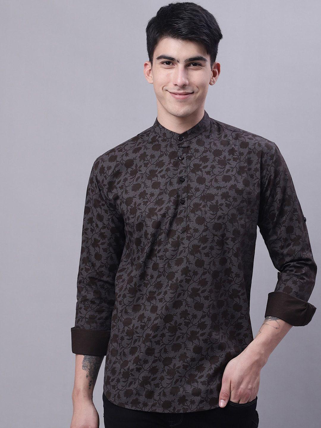 majestic man ethnic motifs printed pure cotton short kurta