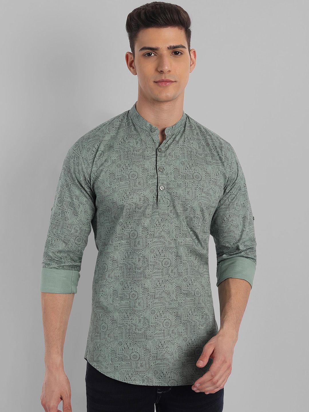 majestic man geometric printed pure cotton kurta