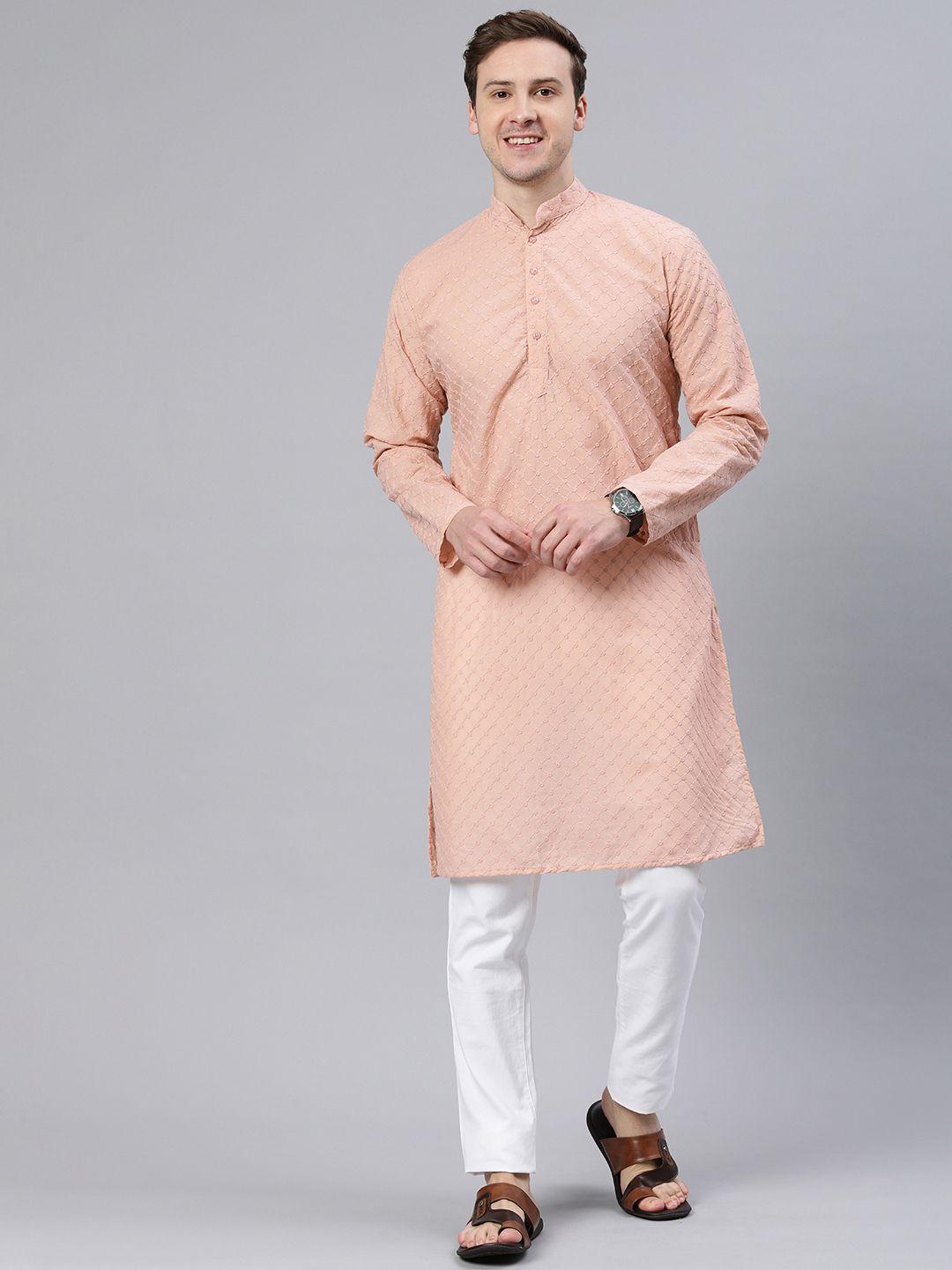 majestic man mandarin collar ethnic motifs embroidered kurta