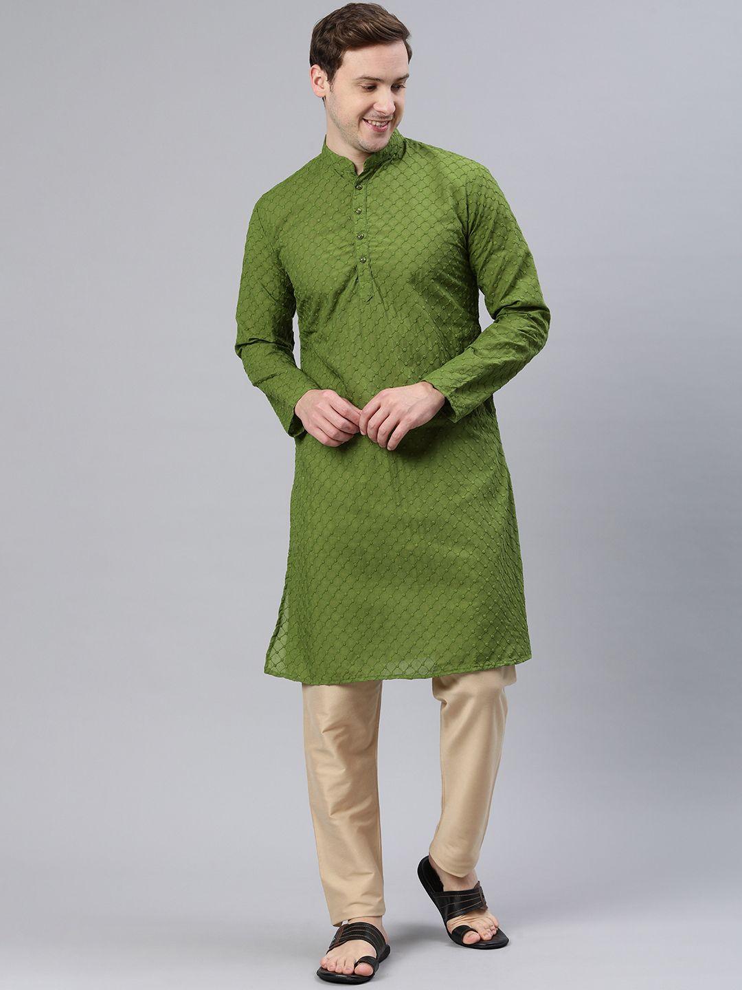 majestic man mandarin collar ethnic motifs embroidered kurta