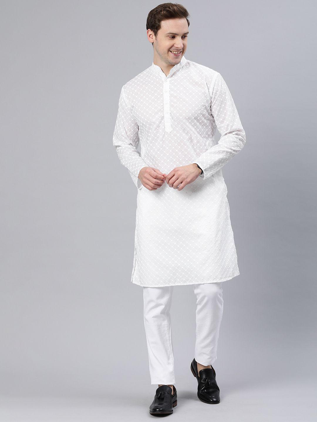 majestic man mandarin collar ethnic motifs embroidered kurta