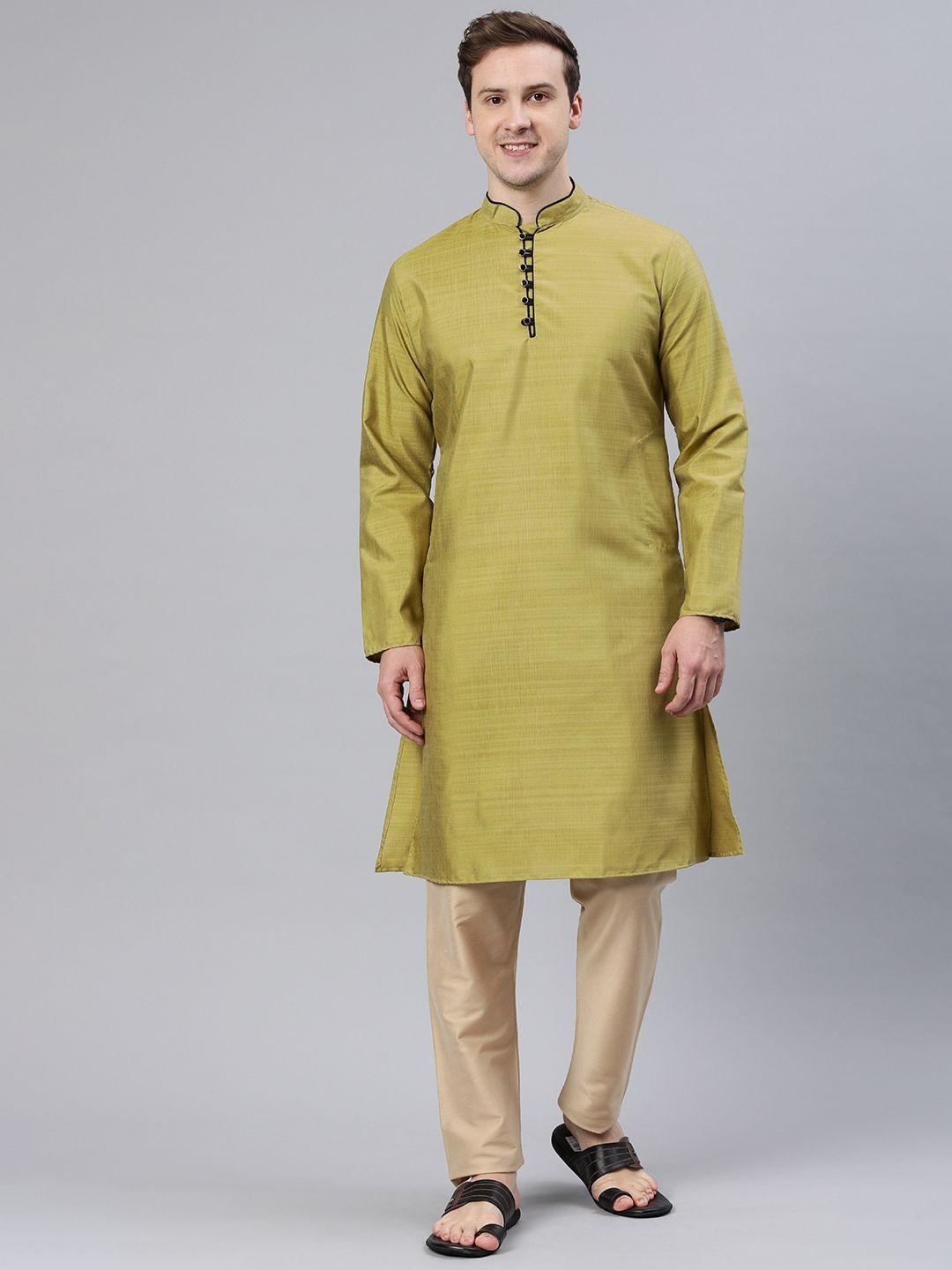 majestic man mandarin collar woven design kurta