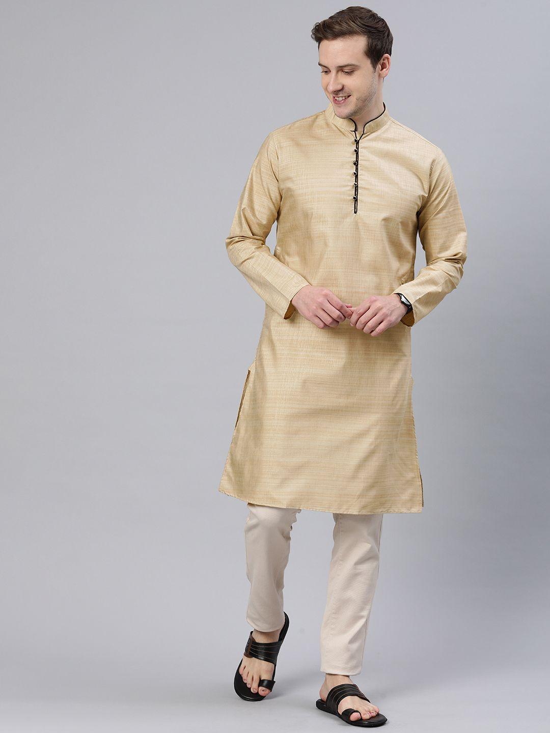 majestic man mandarin collar woven design kurta