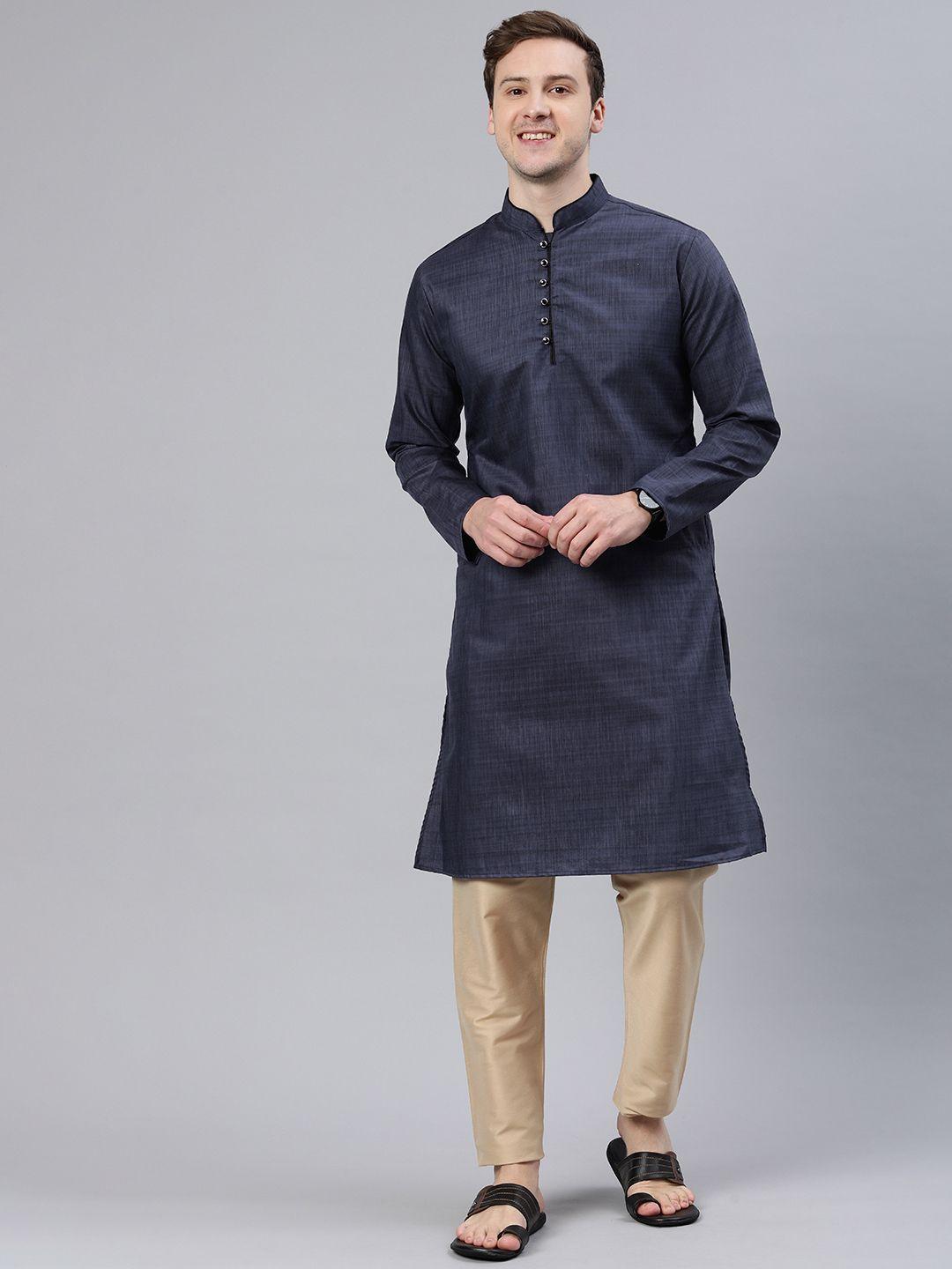 majestic man mandarin collar woven design kurta