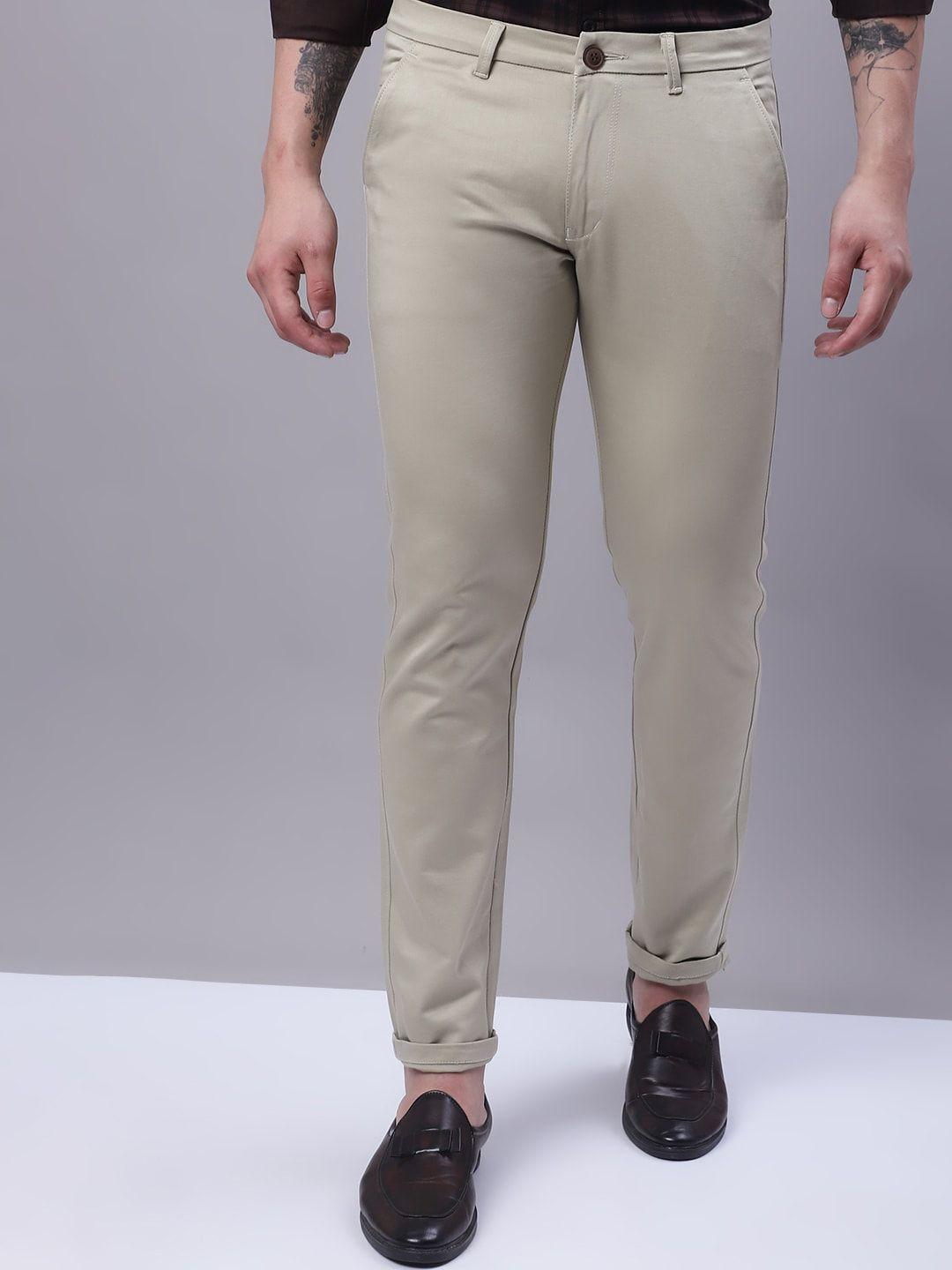 majestic man men beige relaxed slim fit easy wash chinos trousers