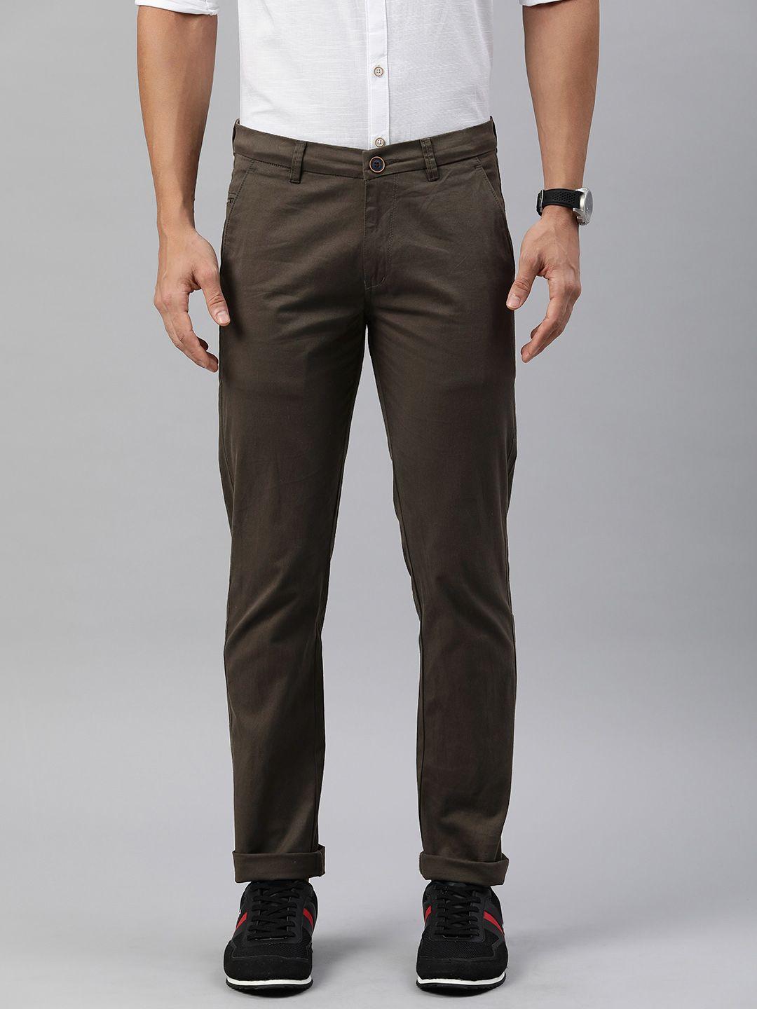 majestic man men brown relaxed slim fit easy wash chinos trousers