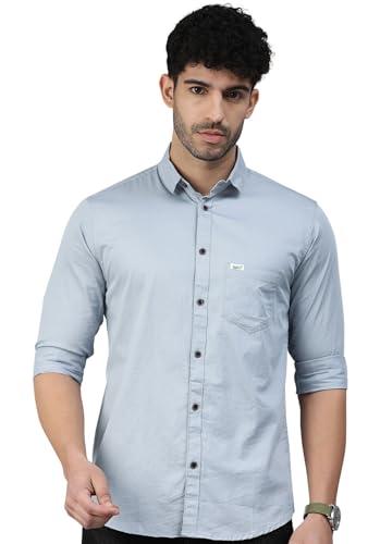 majestic man men classic slim fit pure cotton casual shirt (medium, light grey)