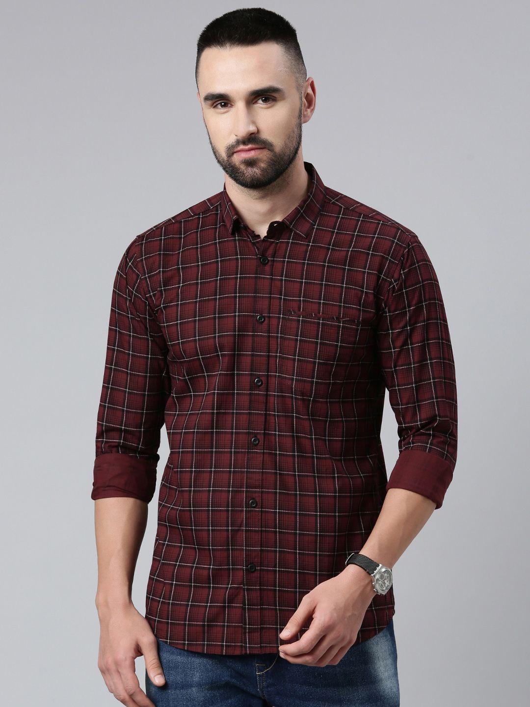 majestic man men comfort slim fit grid tattersall checked cotton casual shirt