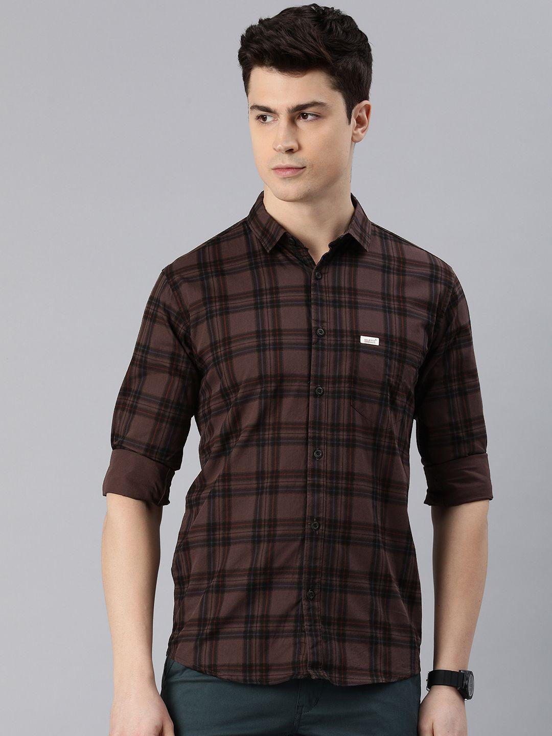 majestic man men comfort slim fit tartan checked pure cotton casual shirt