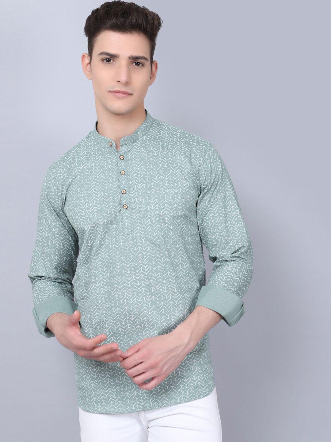 majestic man men green geometric thread work pathani kurta