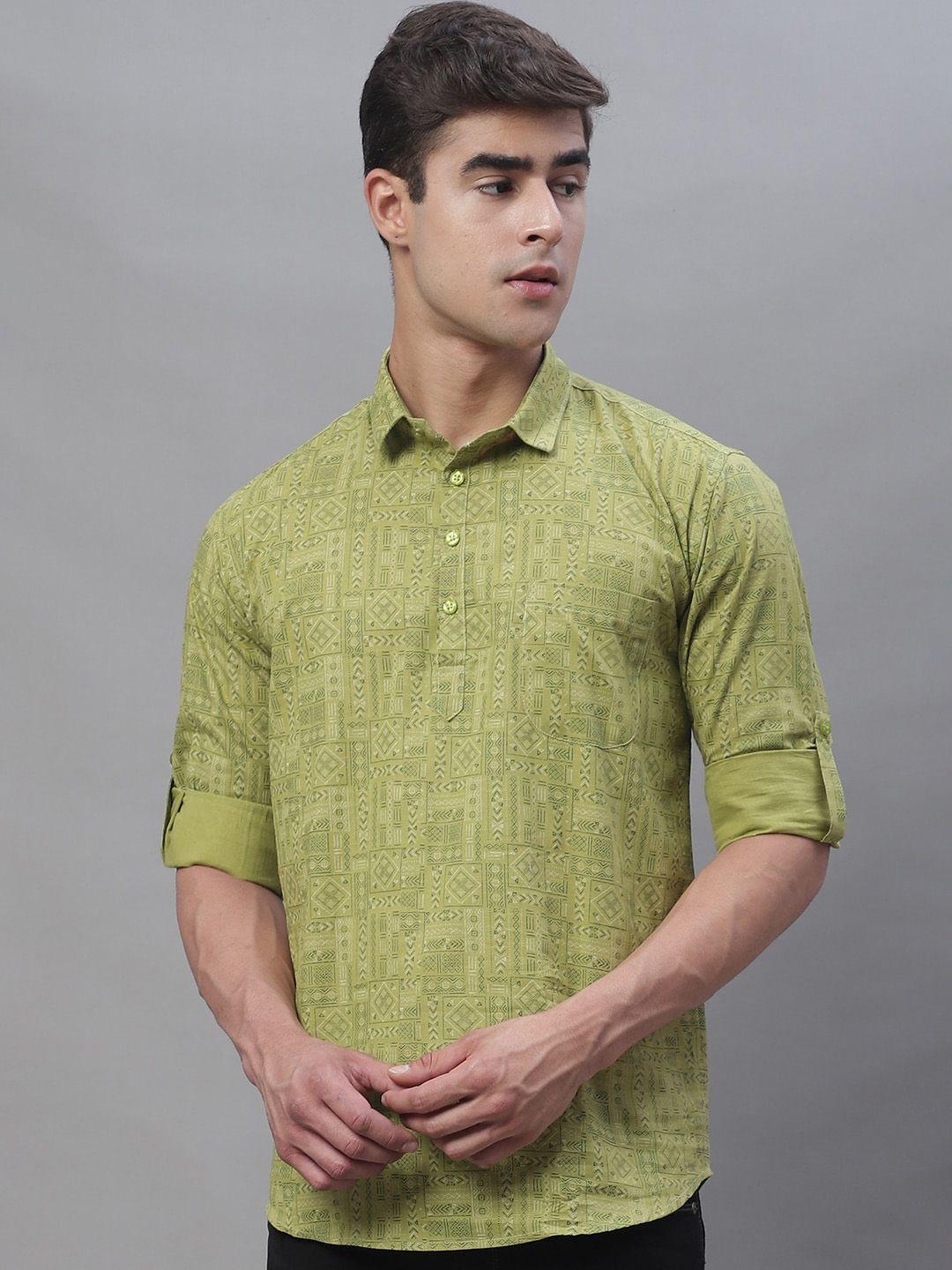 majestic man men green thread work kurta