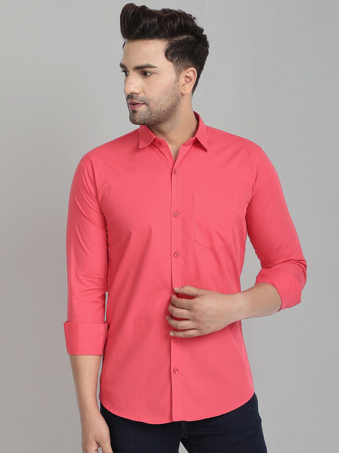 majestic man men pink slim fit casual shirt