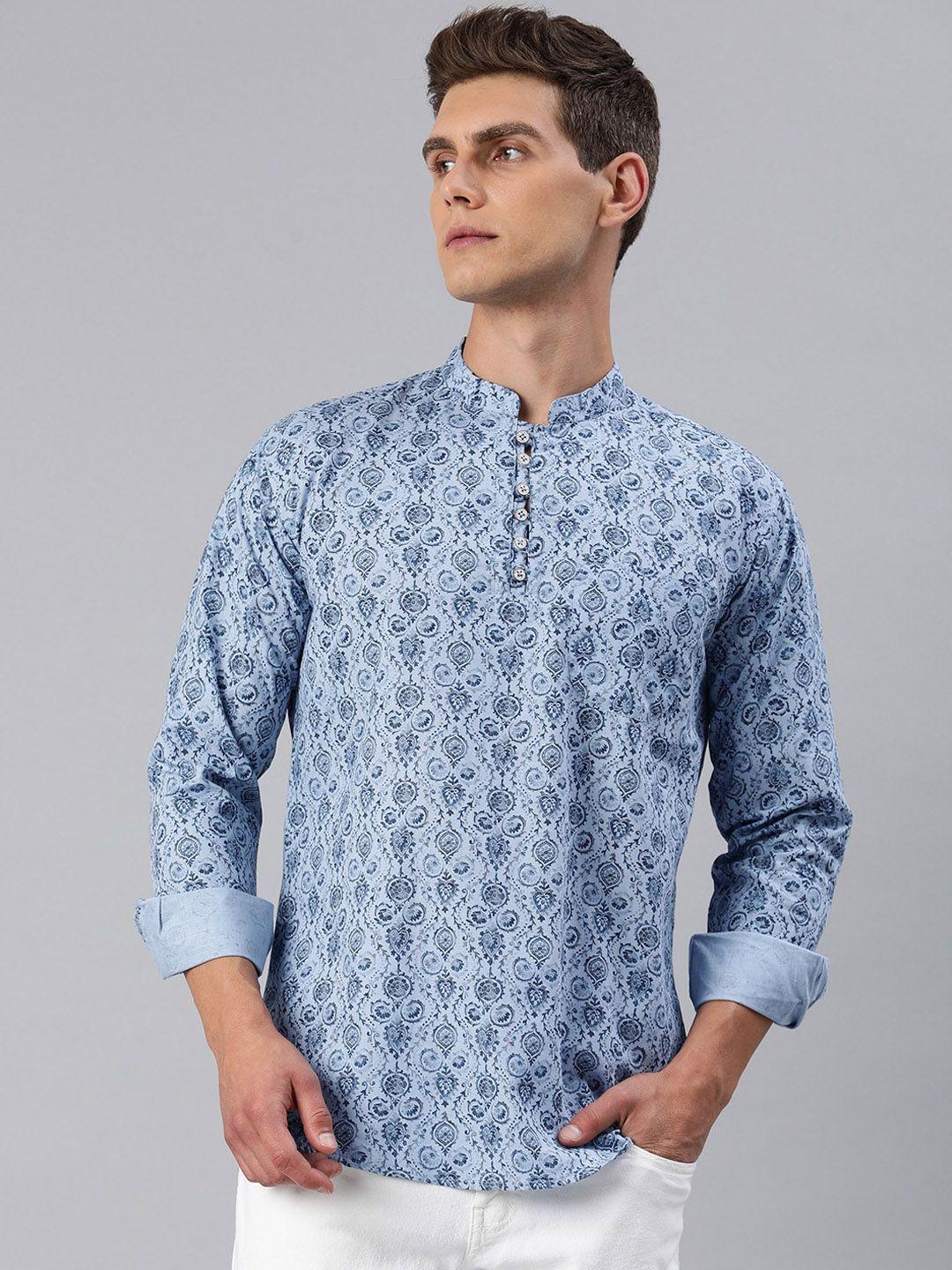 majestic man men printed thread work kurta