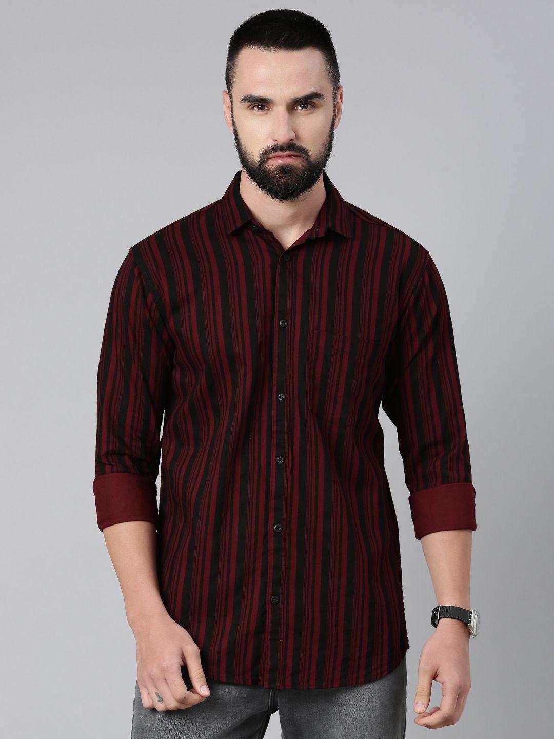 majestic man men standard slim fit striped pure cotton casual shirt