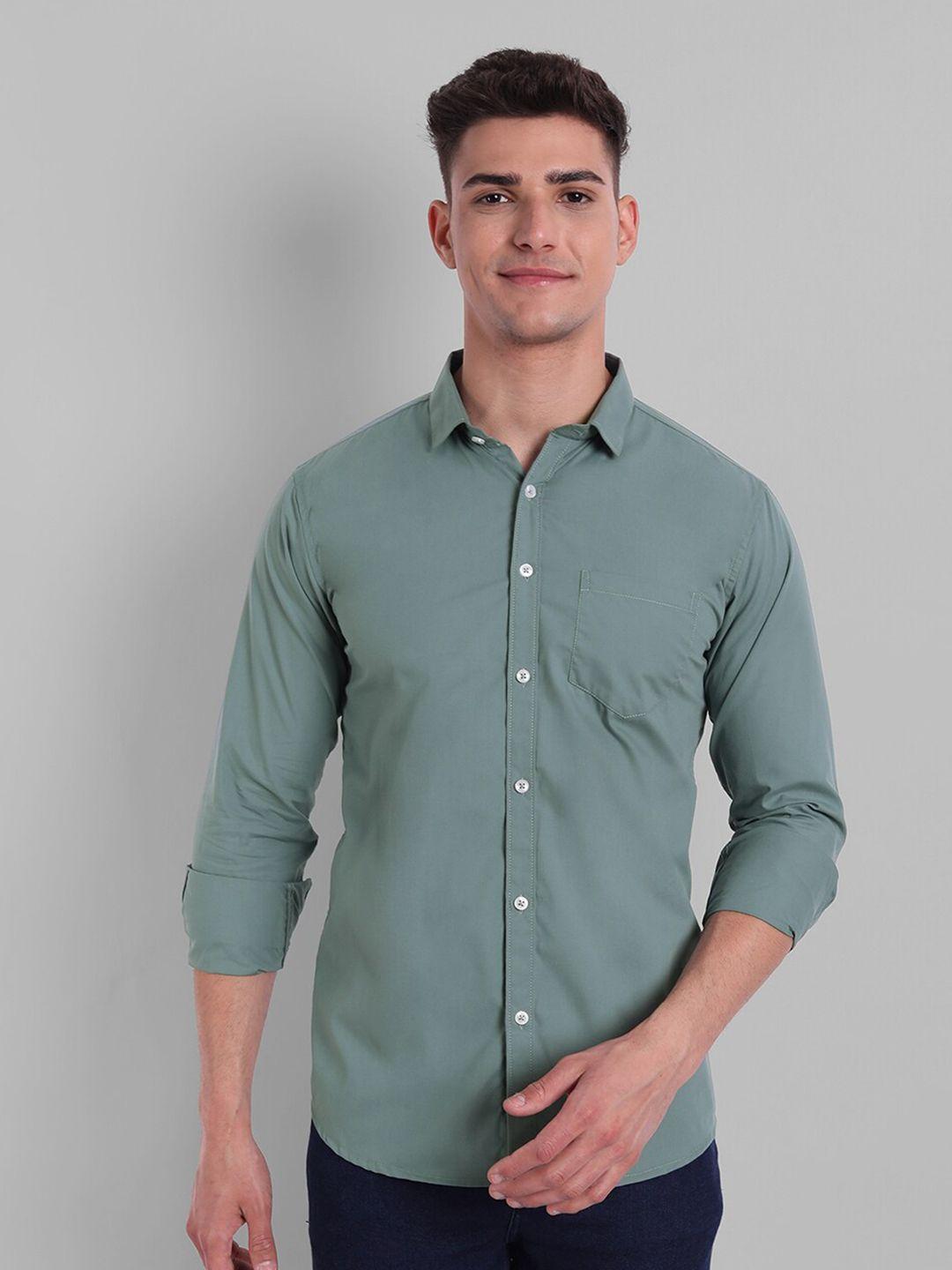 majestic man men teal slim fit casual shirt