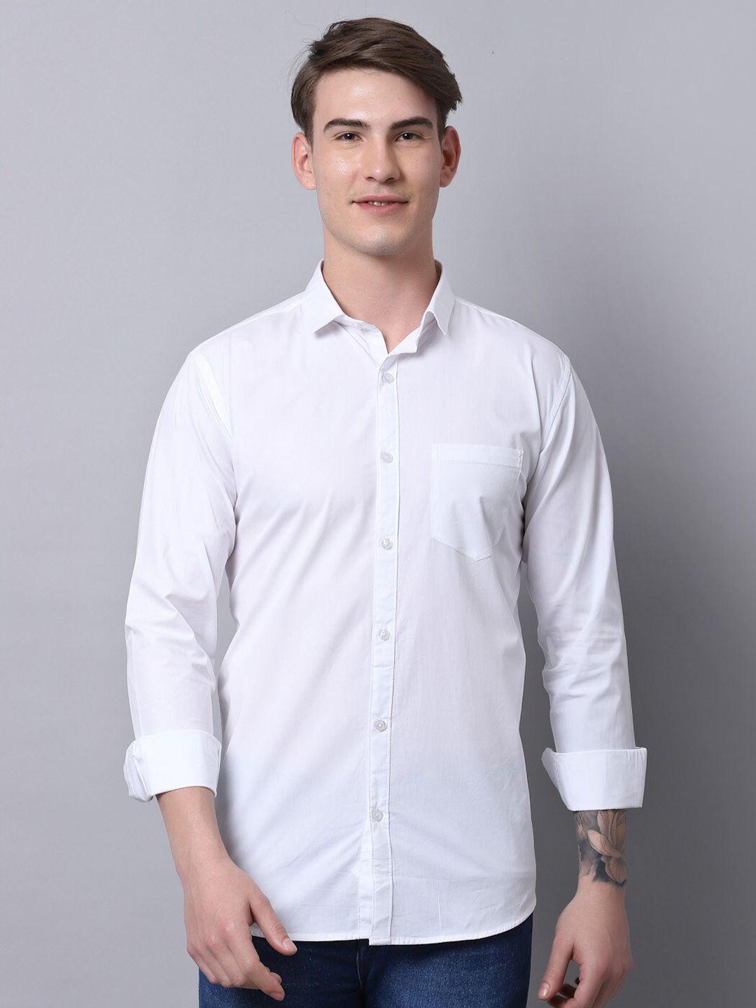 majestic man men white slim fit opaque casual shirt