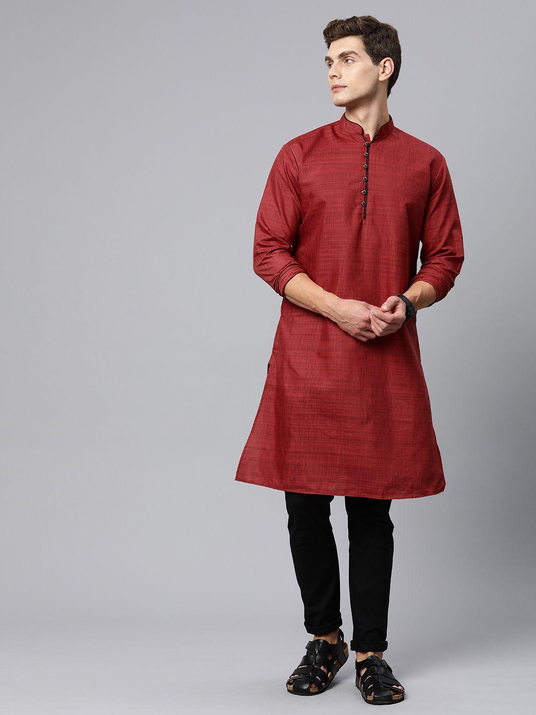 majestic man men woven design mandarin collar kurta