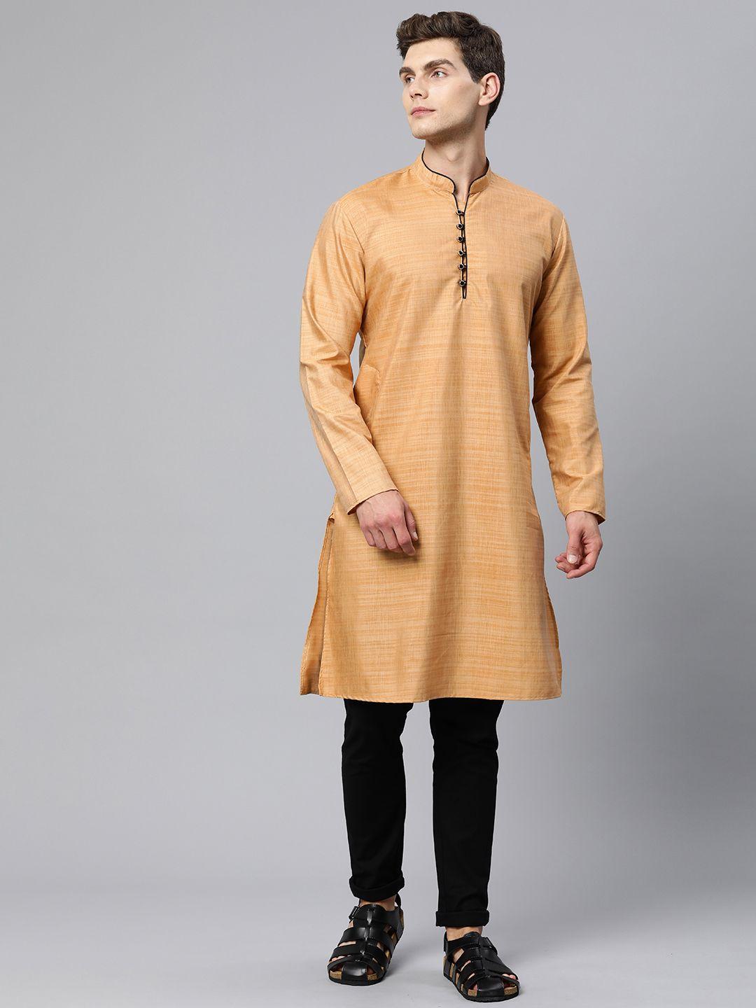 majestic man men woven design mandarin collar kurta