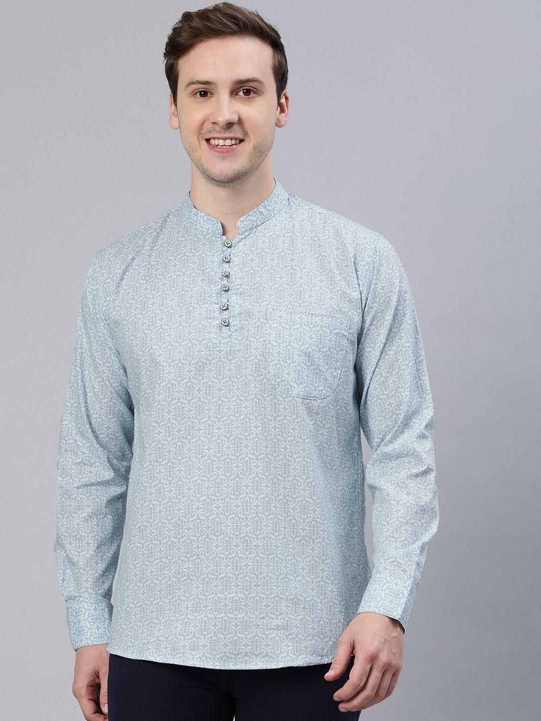 majestic man pure cotton slim fit ethnic motifs printed kurta