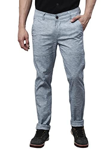 majestic man slim fit casual trousers for men (32, blue)