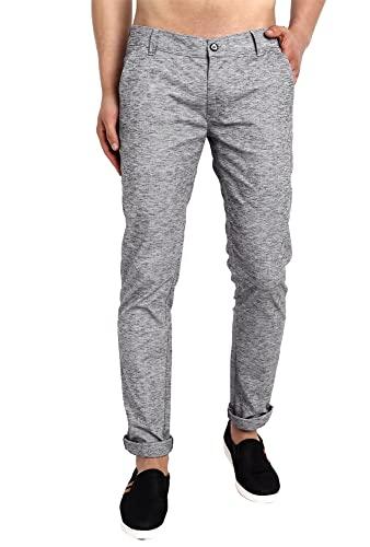 majestic man slim fit casual trousers for men (40, grey black)