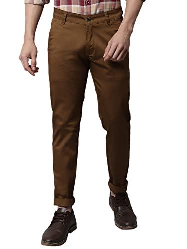 majestic man slim fit cotton blend casual trousers for men (32, caramel)