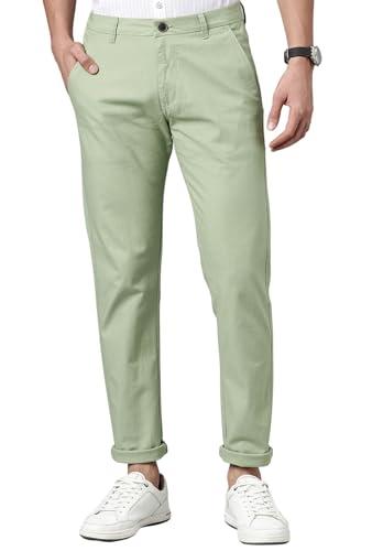 majestic man slim fit cotton blend lycra casual solid chinos trouser (36, sage green)