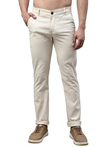 majestic man slim fit formal trousers for men (30, cream)