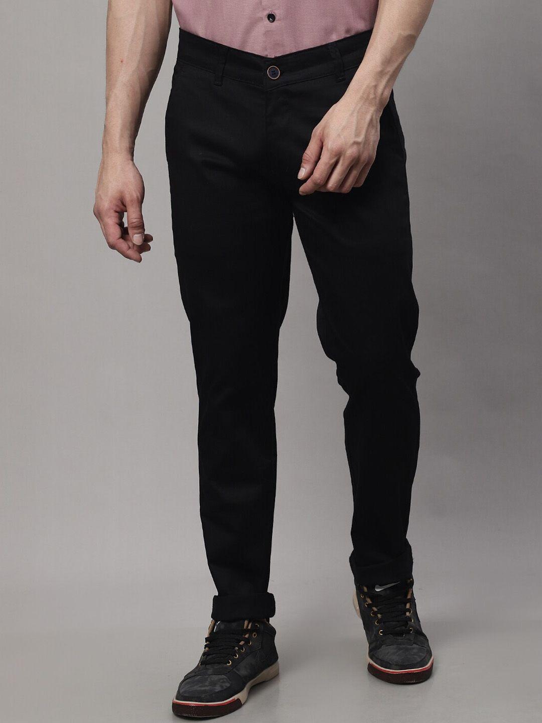 majestic man smart mid rise slim fit cotton trousers