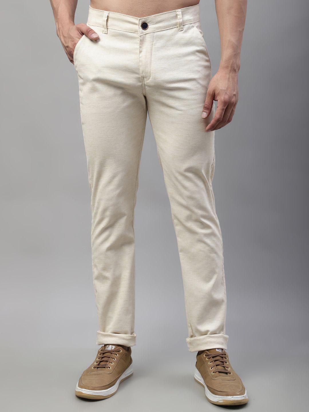 majestic man smart mid rise slim fit trousers