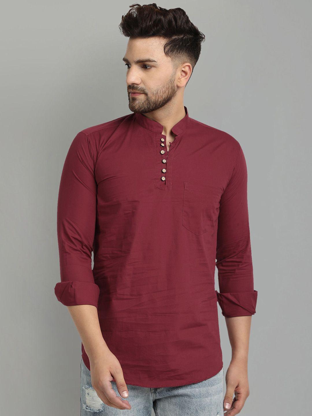 majestic mandarin collar straight short pure cotton kurta