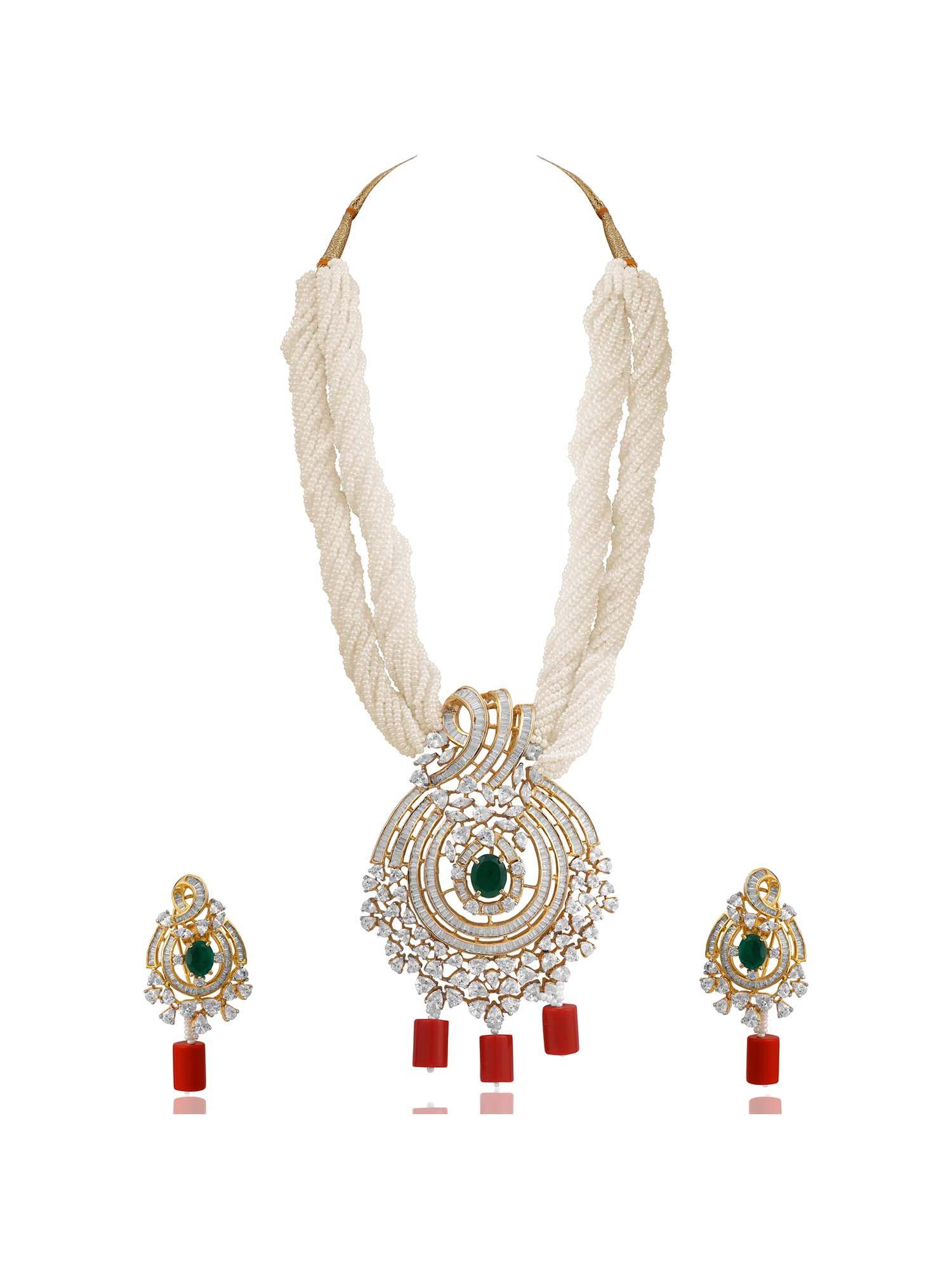 majestic white necklace set