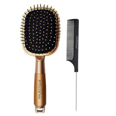 majestique golden hair brush and tail comb - refresh and extend for all hair types