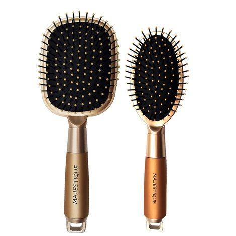 majestique golden series hair set - paddle and oval detangle brush - refresh and extend for all hair types