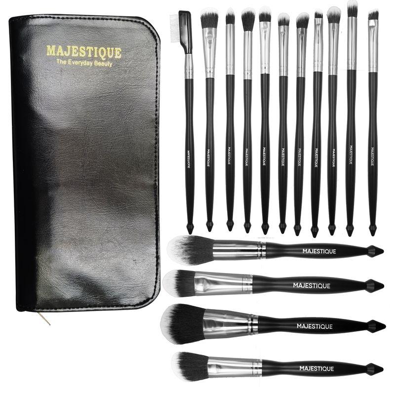 majestique make p brush kit with carry pouch brushes set - black