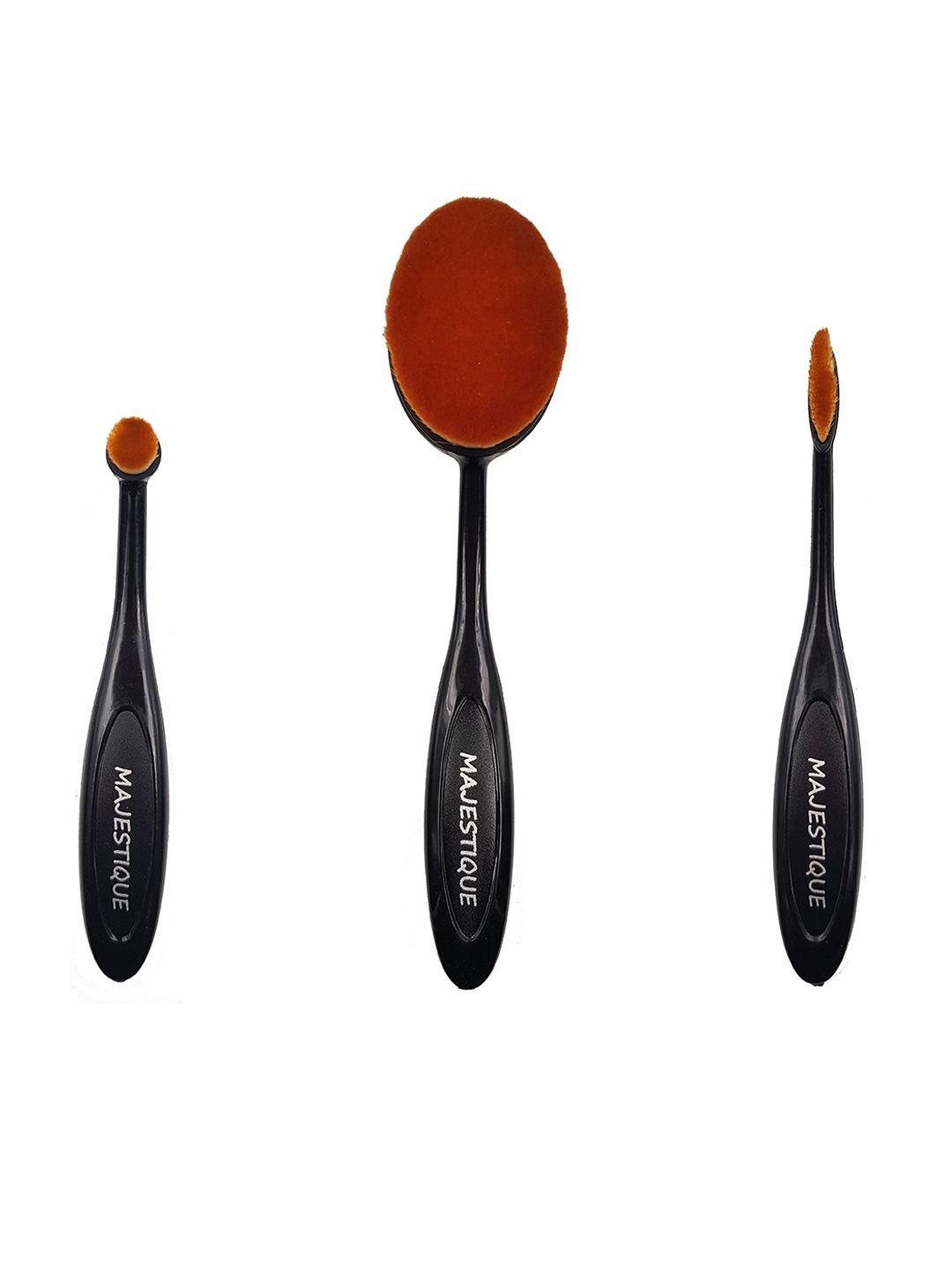 majestique maroon set of 3 supple oval makeup brushes