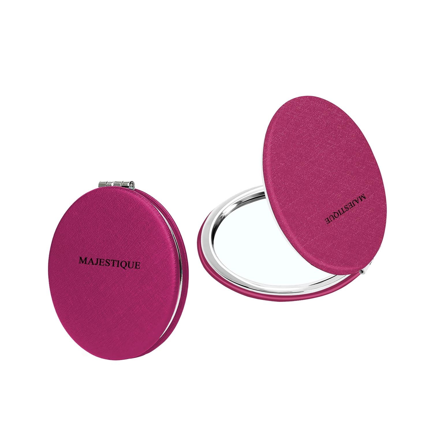 majestique professional pocket makeup foldable mirror with compact size - pink