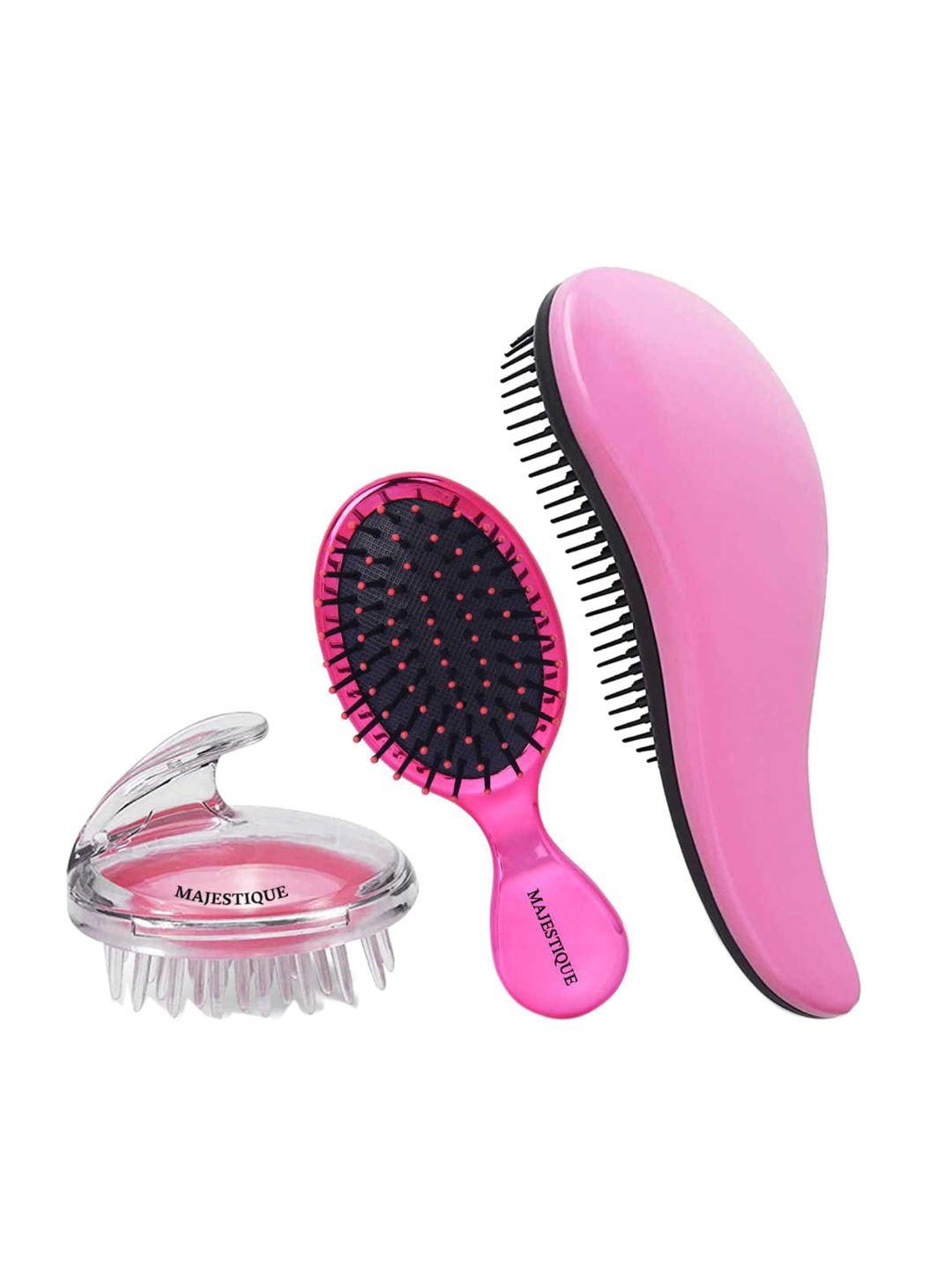 majestique set of 3 hair brushes with scalp massager