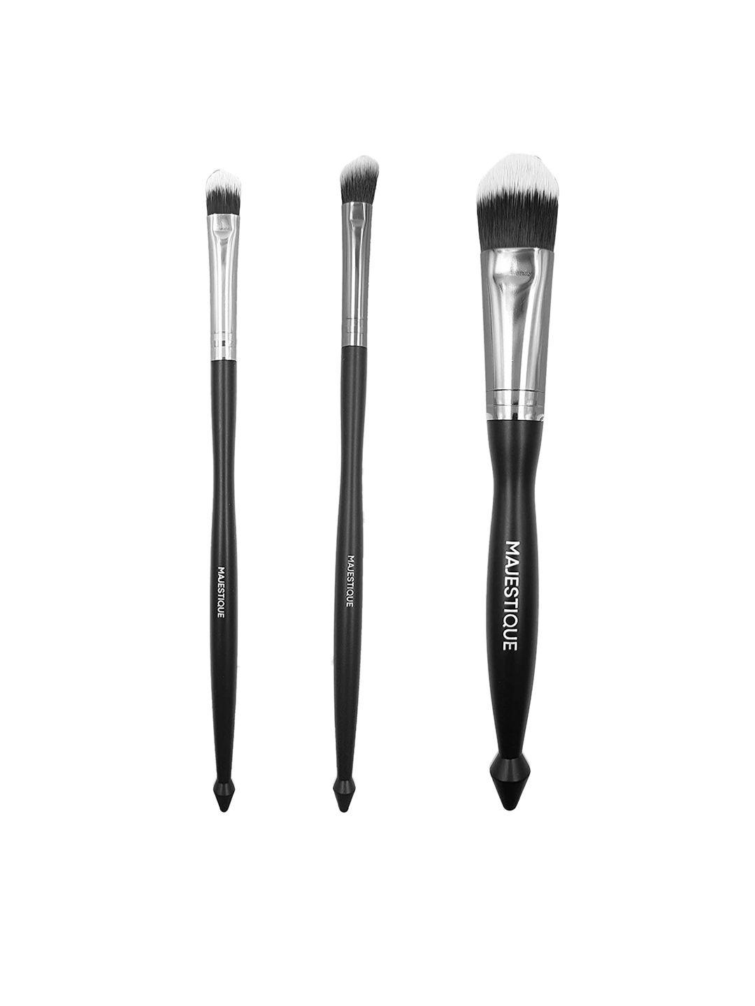 majestique black pack of 3 make-up brushes