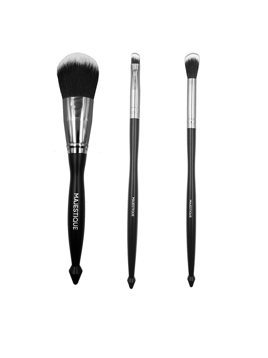 majestique set of 3 premium synthetic professional makeup brushes