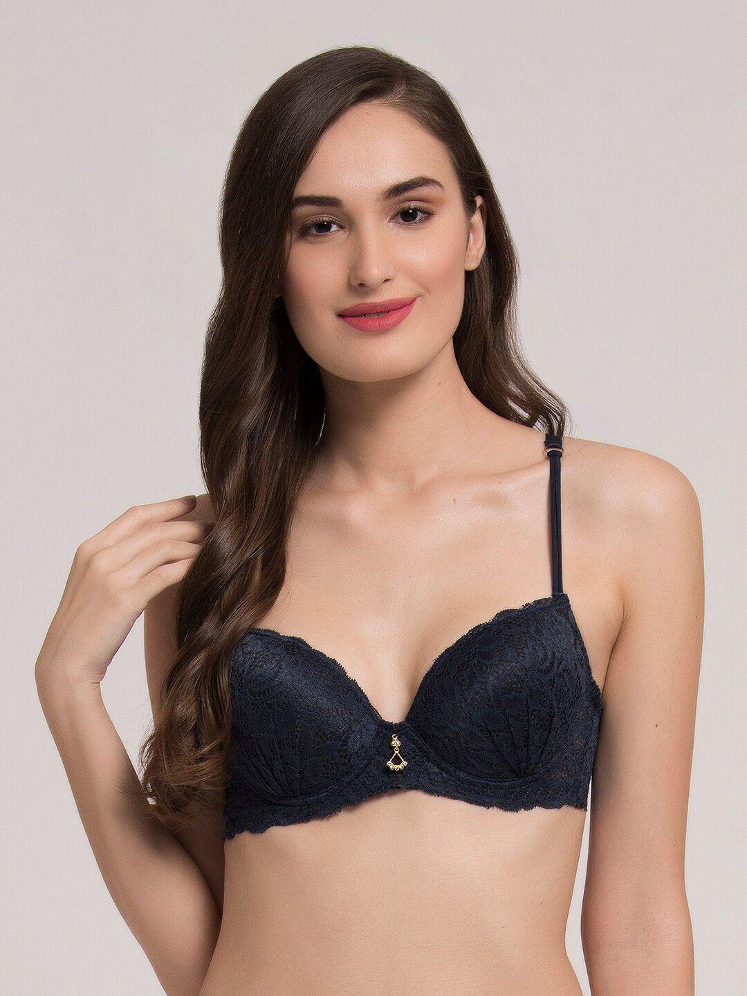 makclan floral medium coverage underwired lightly padded bra