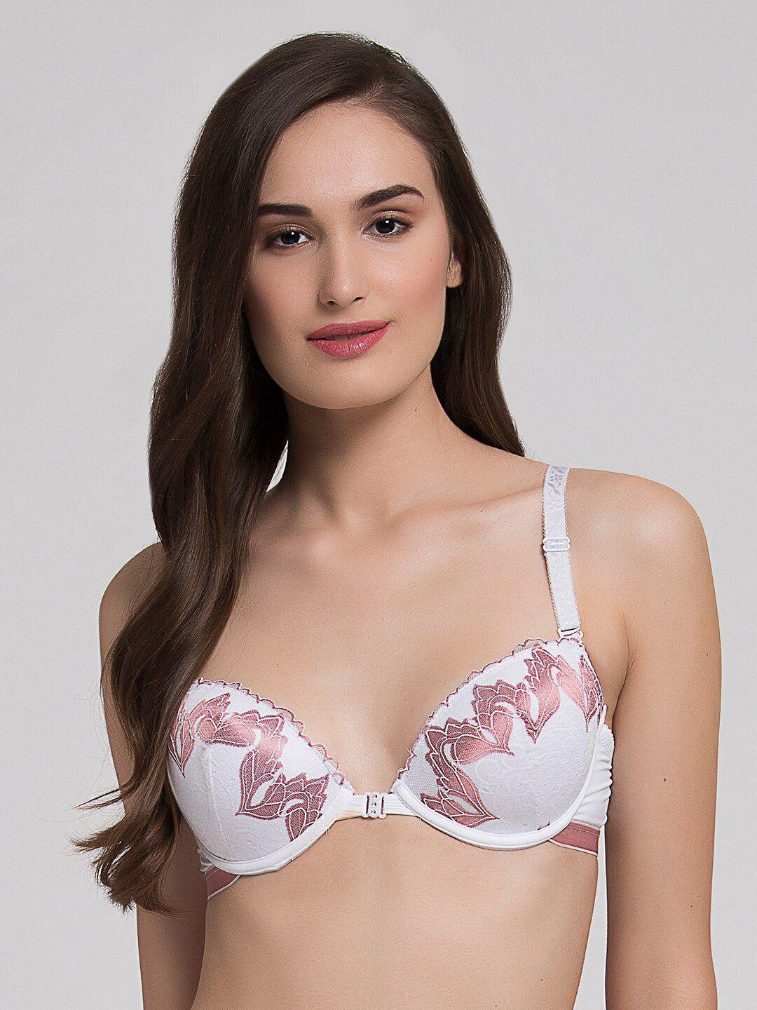 makclan floral printed underwired lightly padded all day comfort dry fit plunge bra