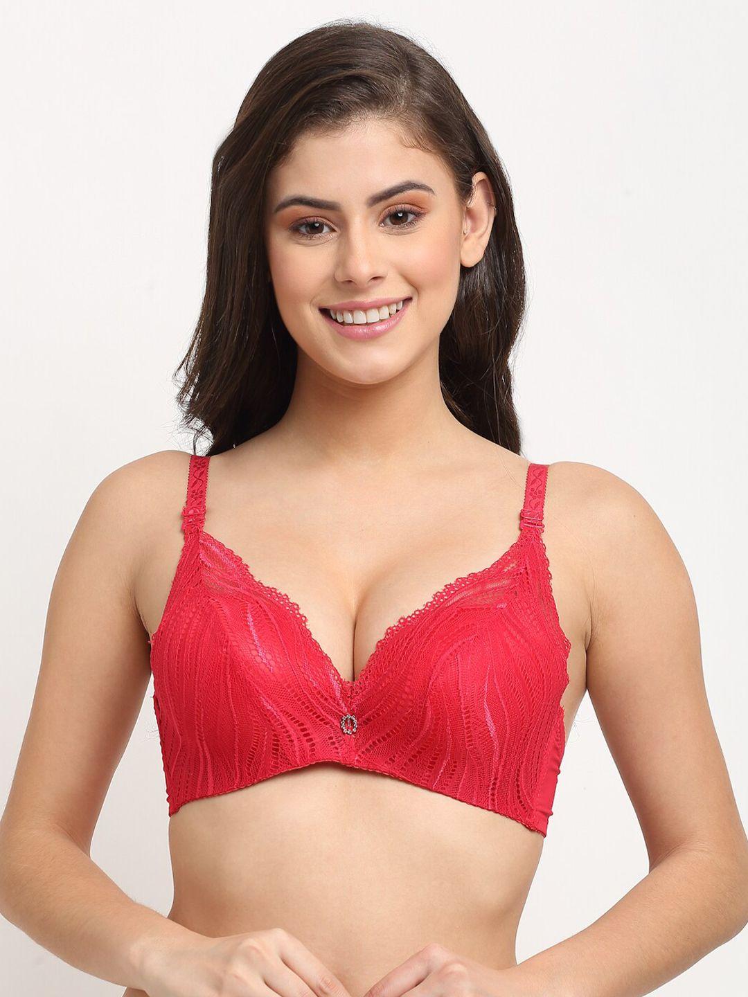 makclan red plunge bra underwired lightly padded