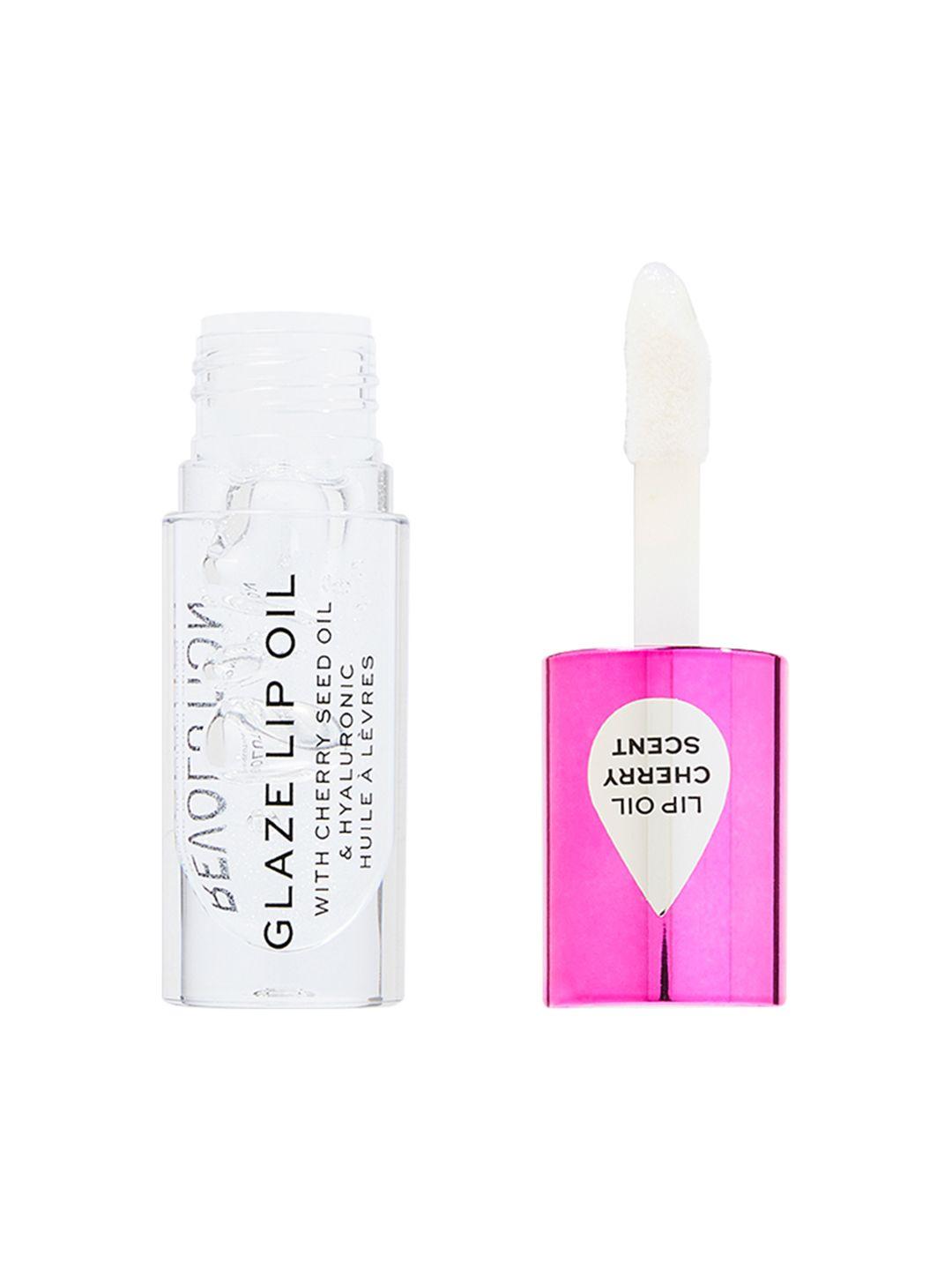 makeup revolution london glaze lip oil with cherry seed oil & hyaluronic 4.6ml - lustclear