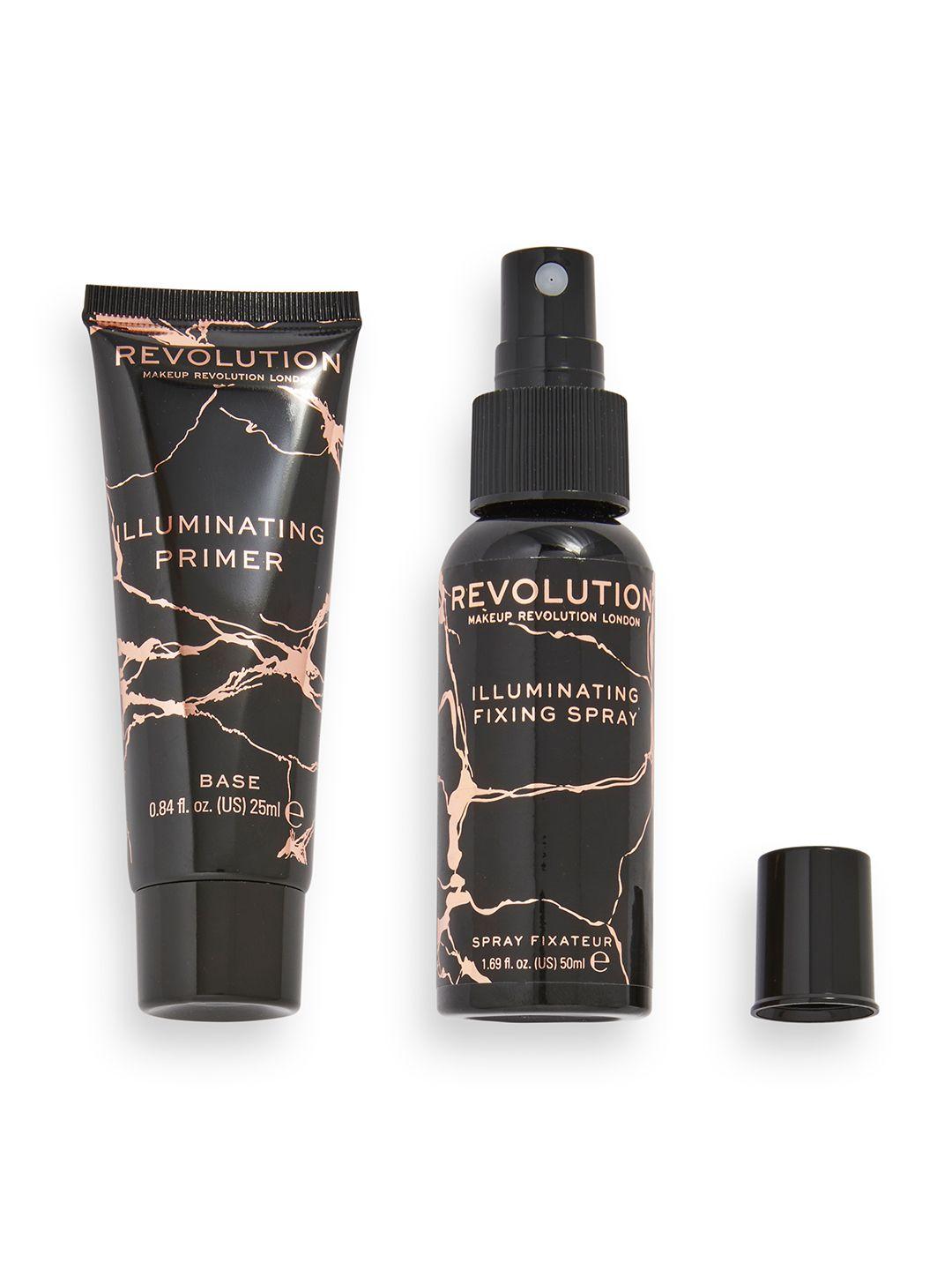 makeup revolution london illuminating primer base & fixing spray gift set