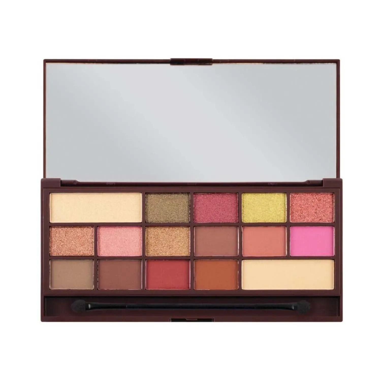 makeup revolution i heart chocolate eyeshadow palette - rose gold v4 (21.96g)